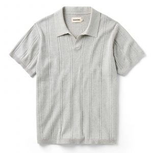 Taylorstitch The Valencia Sweater Polo in Heather Grey Rib