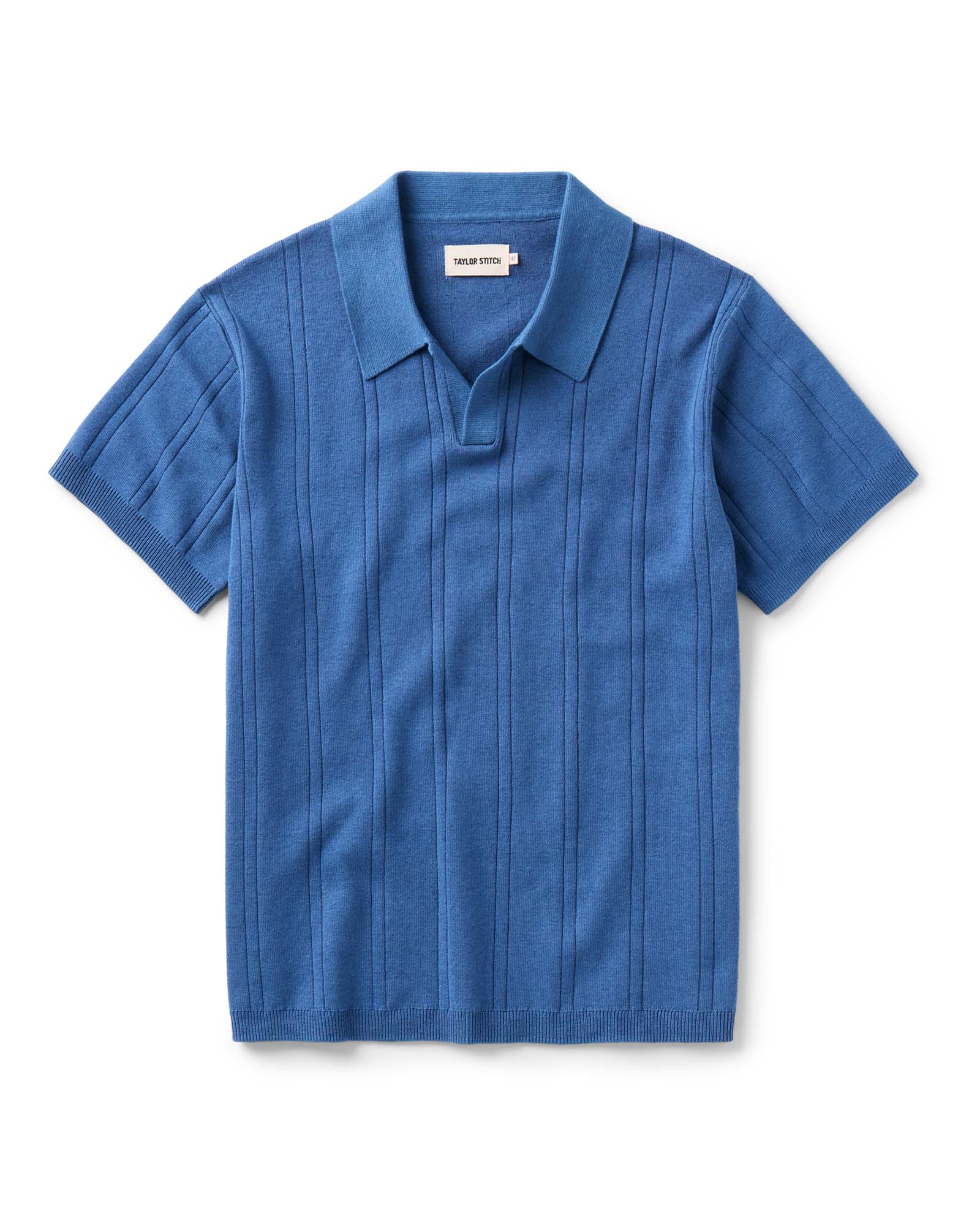 Taylorstitch The Valencia Sweater Polo in Heather Clear Blue Rib