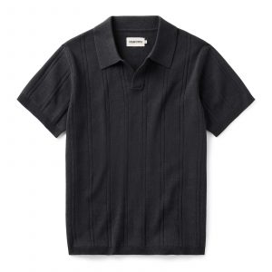 Taylorstitch The Valencia Sweater Polo in Heather Coal Rib