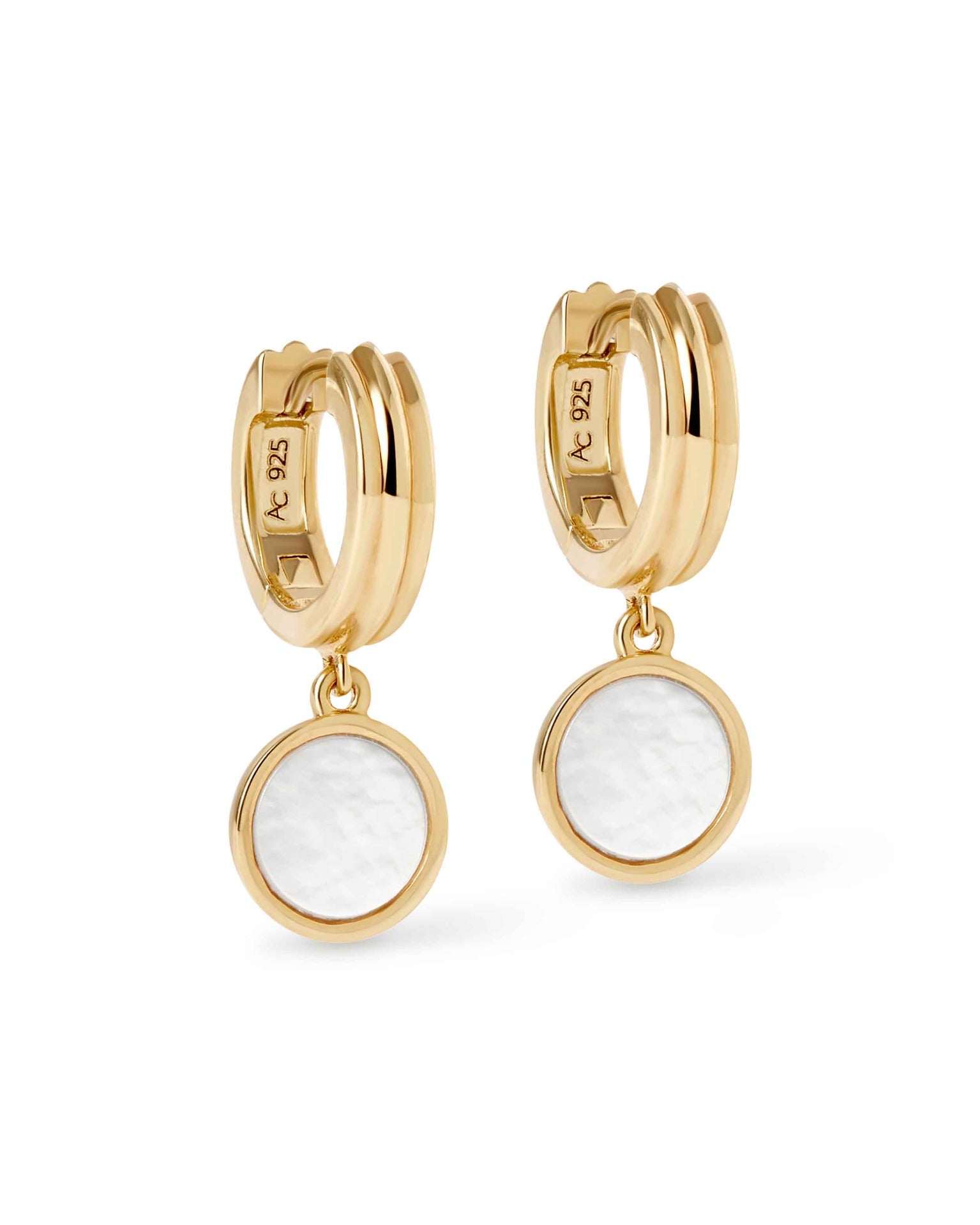 Astley Clarke Gold Stilla Mother of Pearl Huggie Earrings