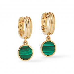Astley Clarke Gold Stilla Malachite Huggie Earrings