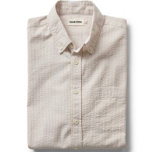 Taylorstitch The Jack in Sand Stripe Seersucker