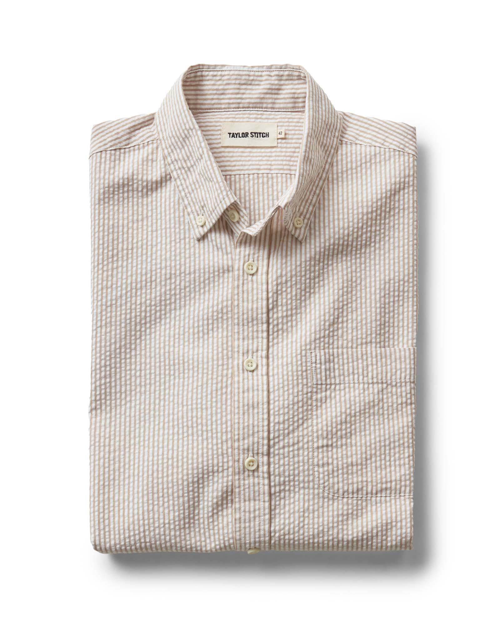 Taylorstitch The Jack in Sand Stripe Seersucker
