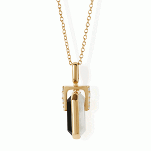 Astley Clarke Gold Deco Mother of Pearl and Black Onyx Spinner Necklace