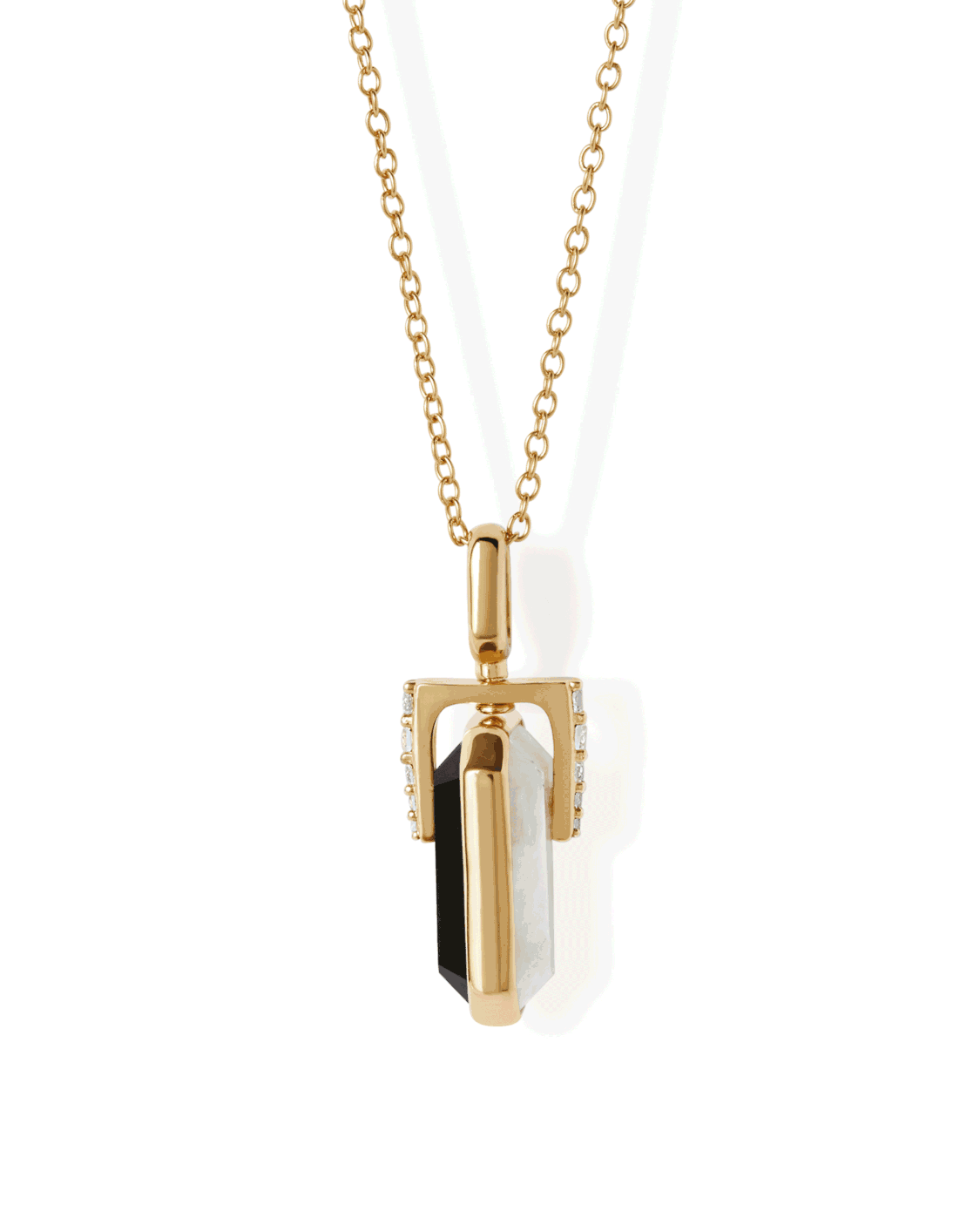 Astley Clarke Gold Deco Mother of Pearl and Black Onyx Spinner Necklace
