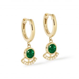 Astley Clarke Solid Gold Emerald and Diamond Drop Earrings