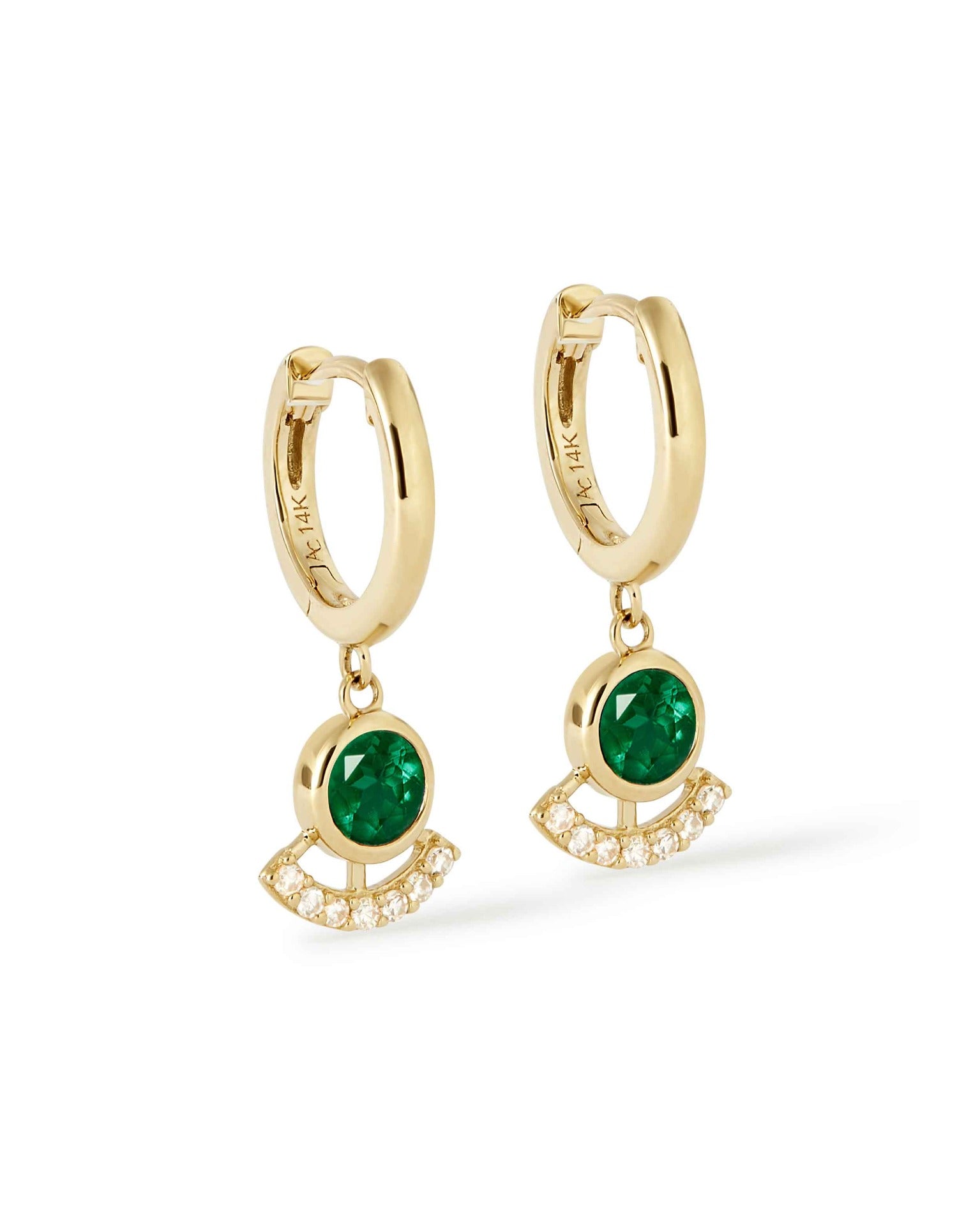 Astley Clarke Solid Gold Emerald and Diamond Drop Earrings
