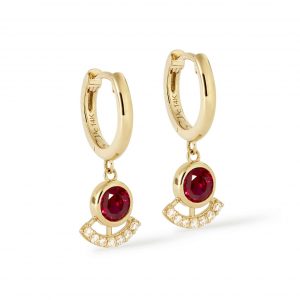 Astley Clarke Solid Gold Ruby and Diamond Drop Earrings