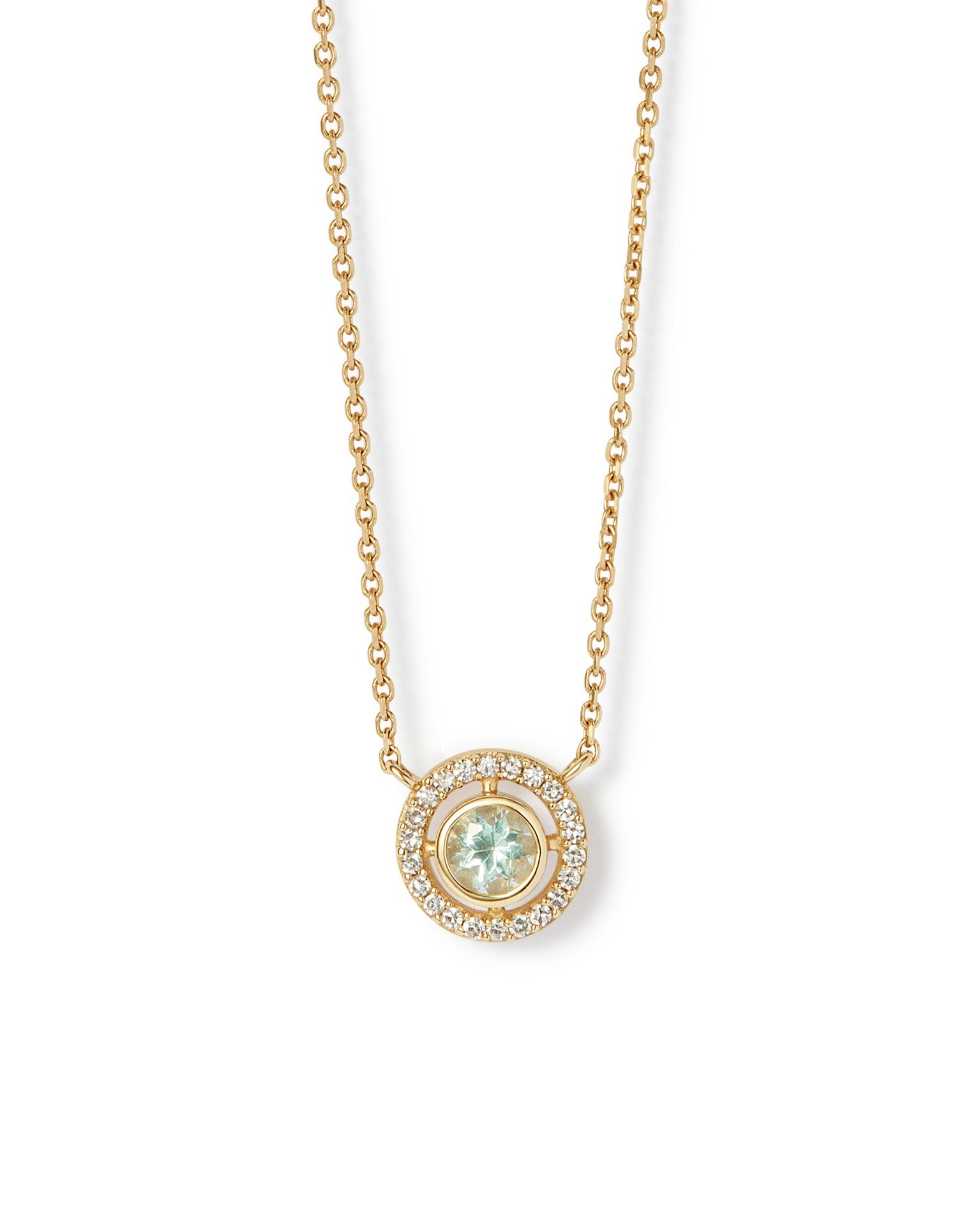 Astley Clarke Solid Gold March Birthstone Aquamarine Pendant Necklace