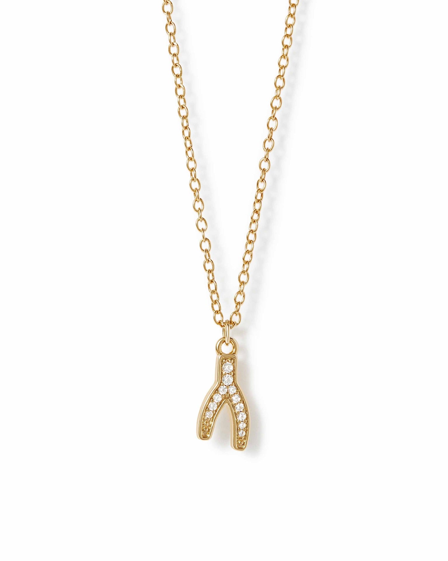 Astley Clarke Gold Celestial Wishbone Pendant Necklace