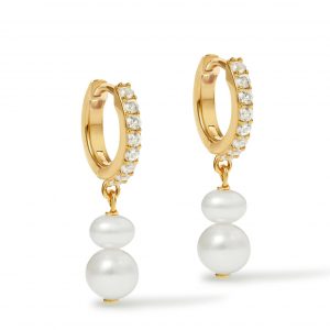 Astley Clarke Gold Pearl and Sapphire Huggie Earrings