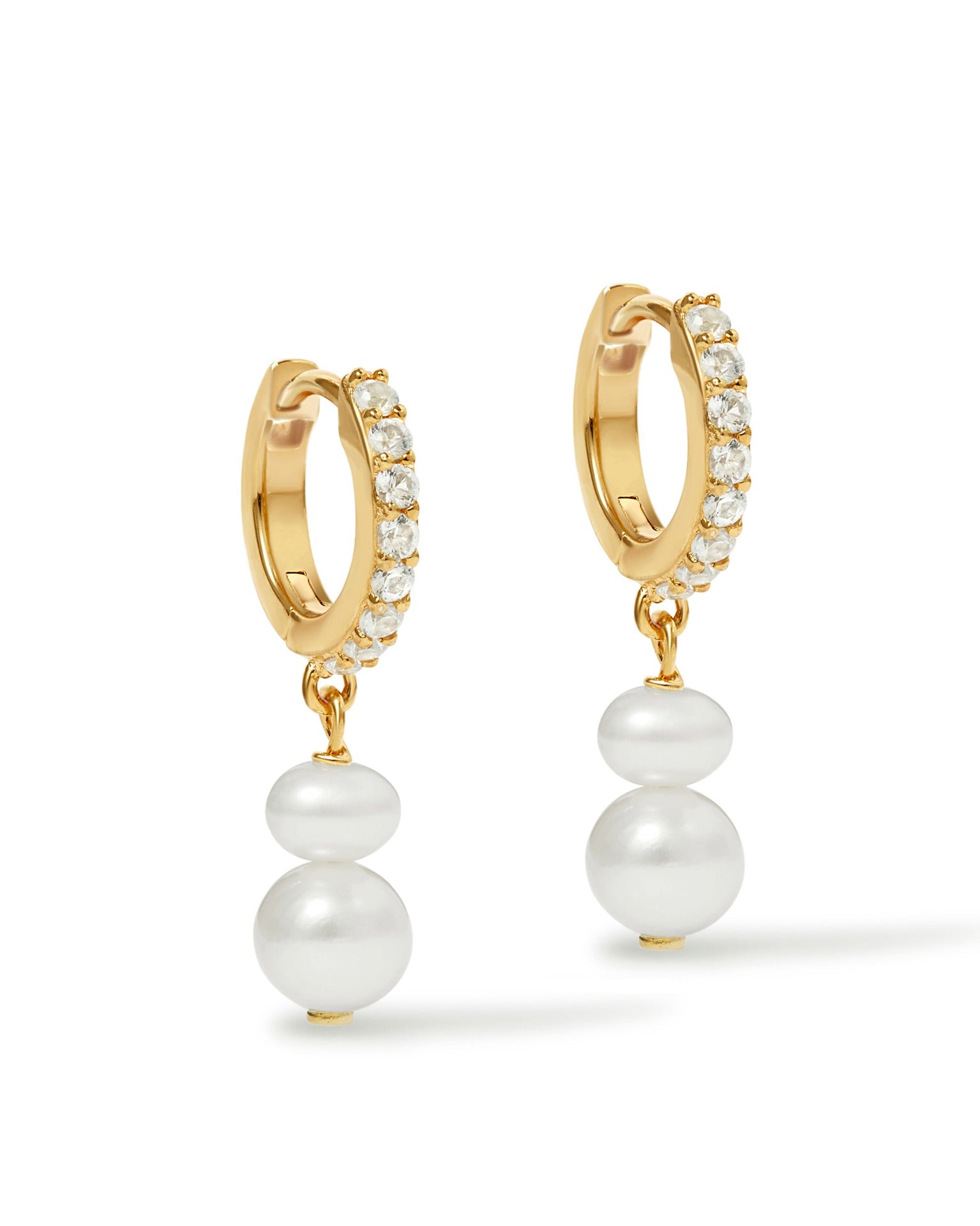 Astley Clarke Gold Pearl and Sapphire Huggie Earrings