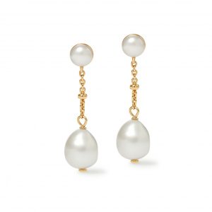 Astley Clarke Gold Pearl Chain Stud Earrings