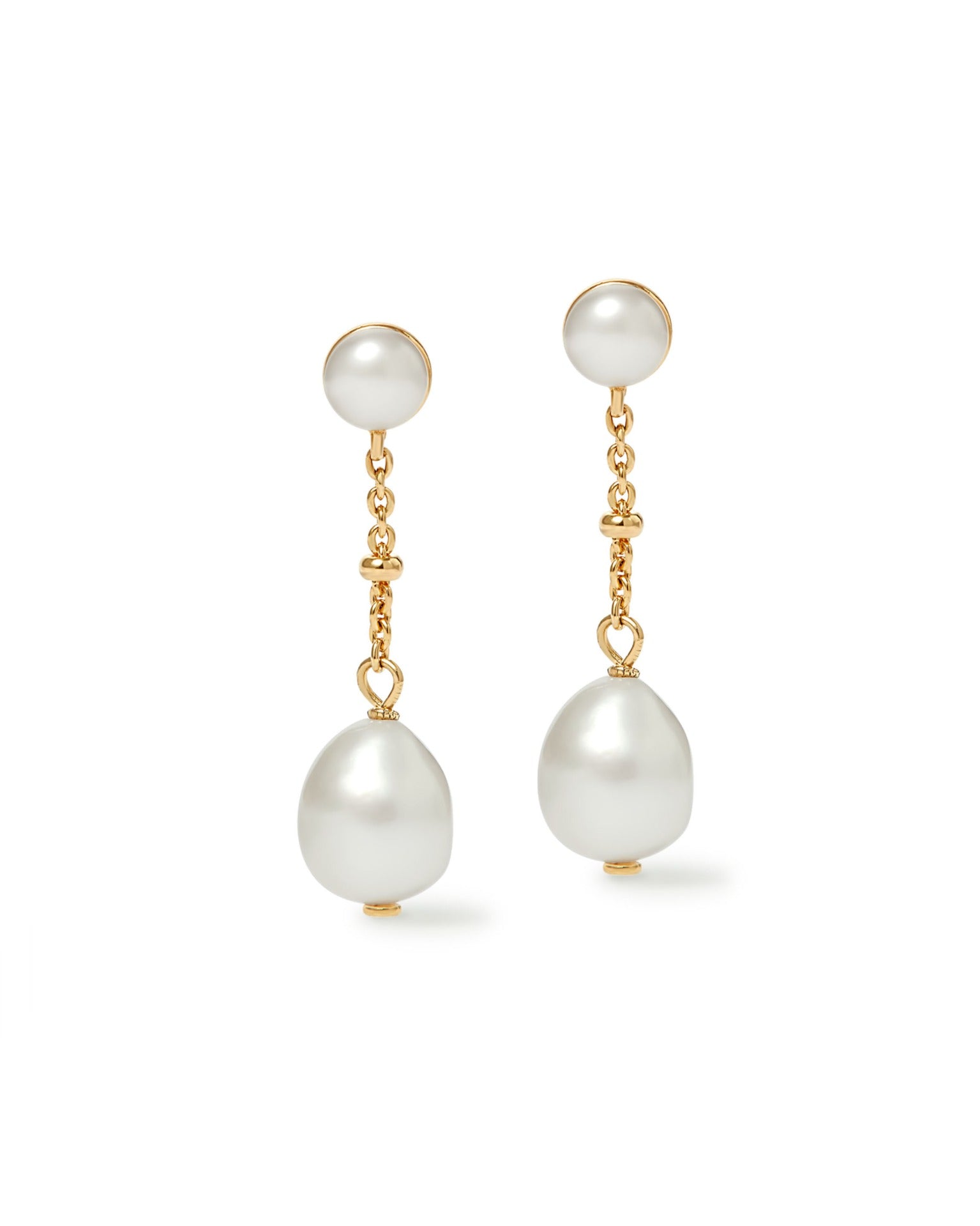 Astley Clarke Gold Pearl Chain Stud Earrings