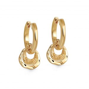 Astley Clarke Gold Raye Charm Huggie Hoops