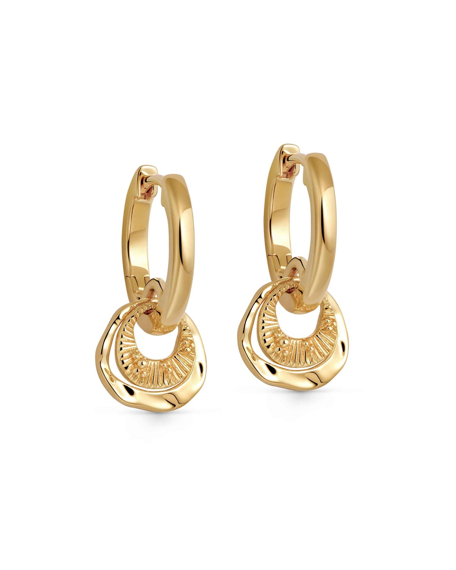 Astley Clarke Gold Raye Charm Huggie Hoops