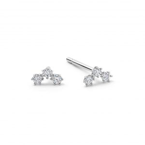 Astley Clarke Solid White Gold Triple Diamond Stud Earrings