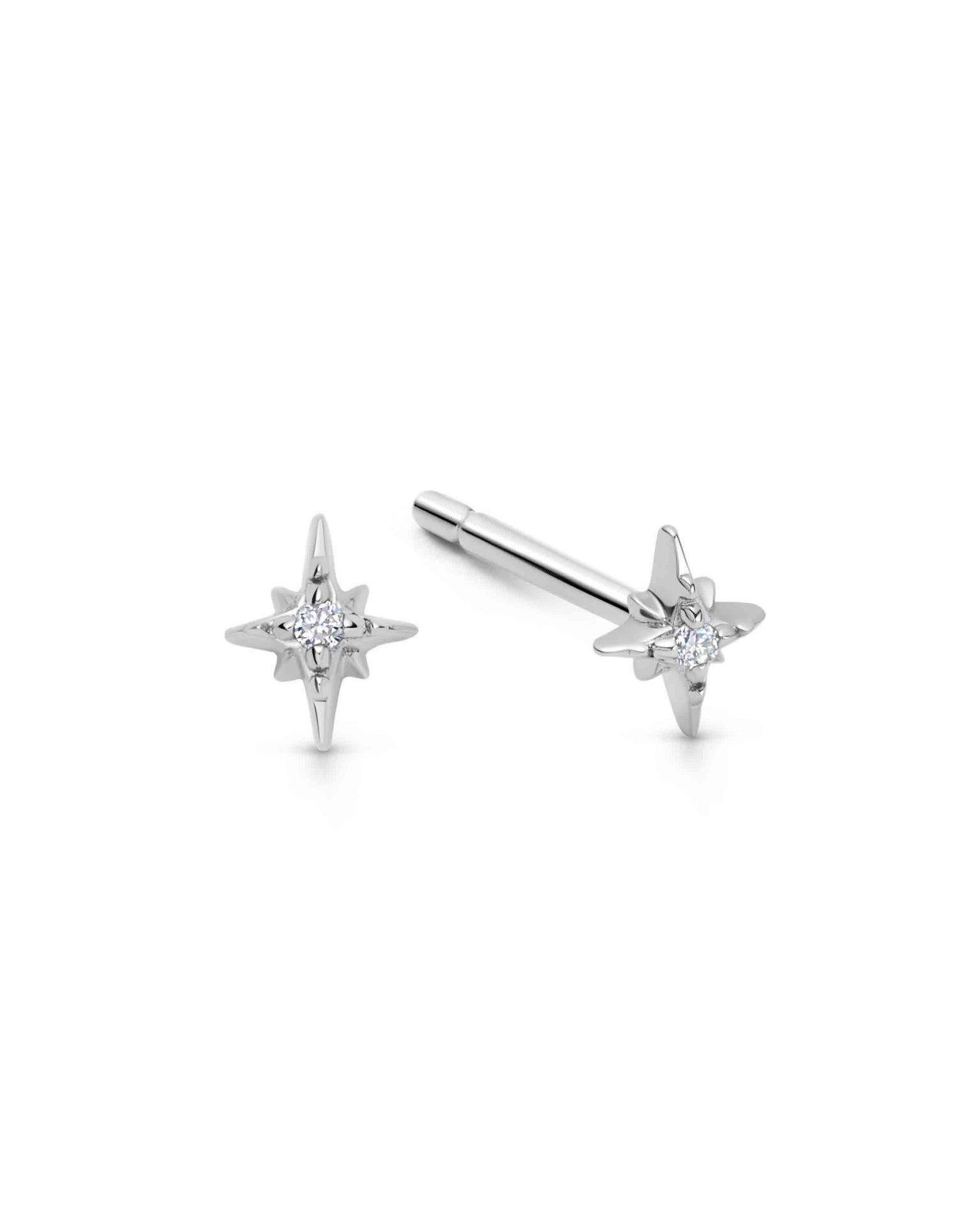Astley Clarke Solid White Gold Mini North Star Stud Earrings