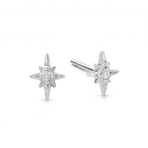 Astley Clarke Solid White Gold North Star Stud Earrings