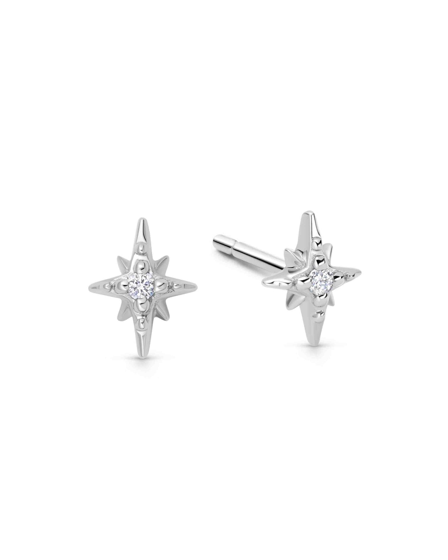 Astley Clarke Solid White Gold North Star Stud Earrings