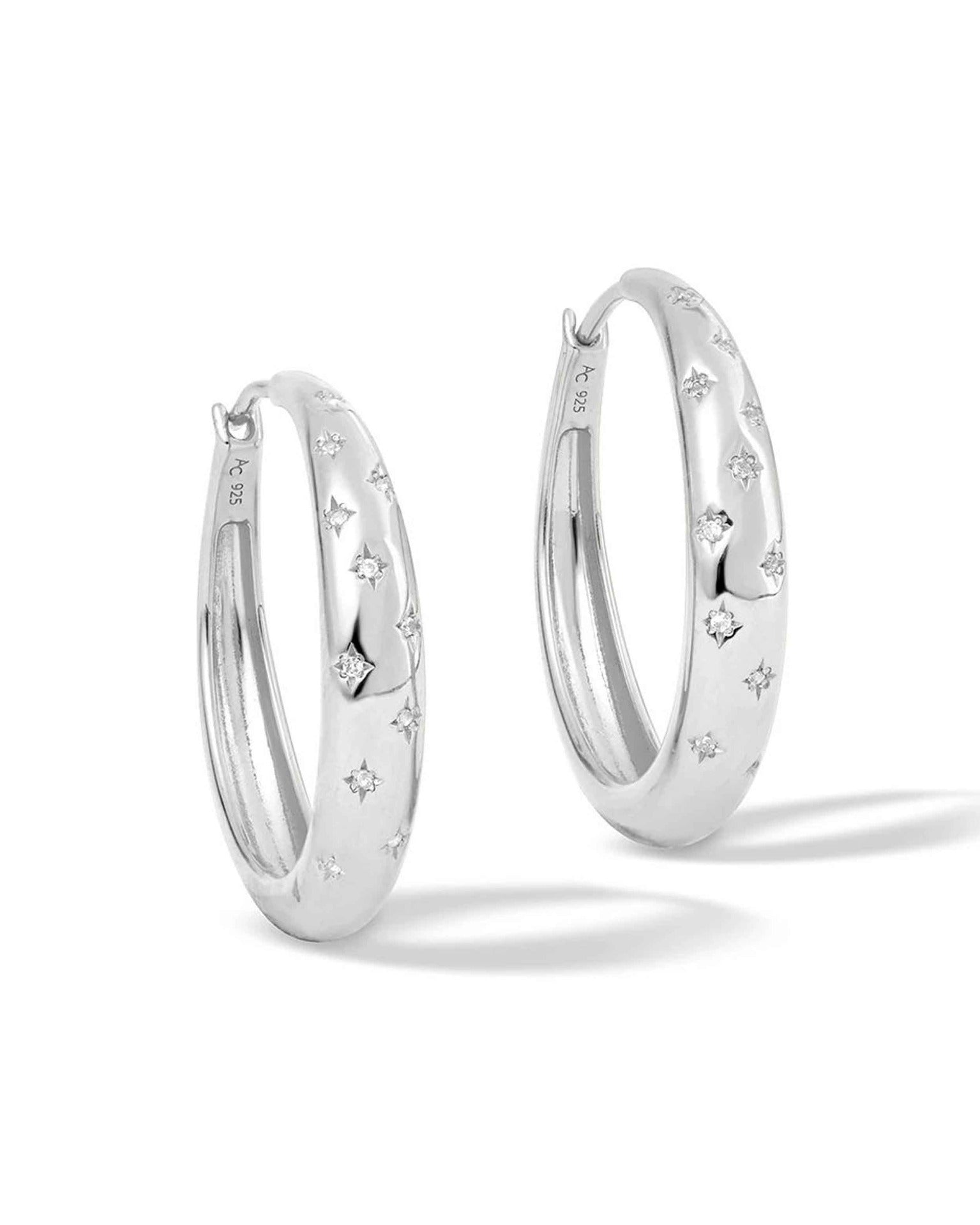 Astley Clarke Silver Maxi Tiny Star Hoop Earrings