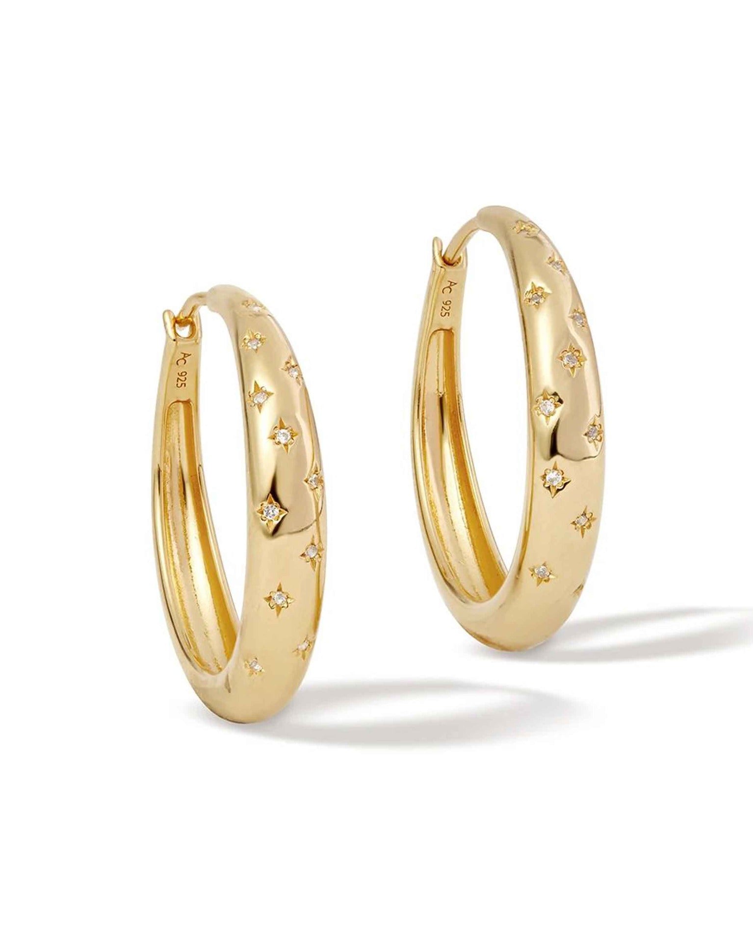 Astley Clarke Gold Maxi Tiny Star Hoop Earrings