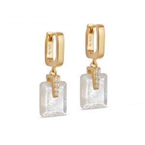 Astley Clarke Gold Deco Mother of Pearl Drop Huggies