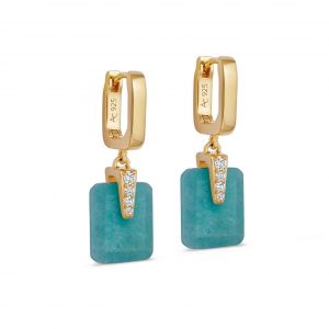 Astley Clarke Gold Deco Amazonite Drop Huggies