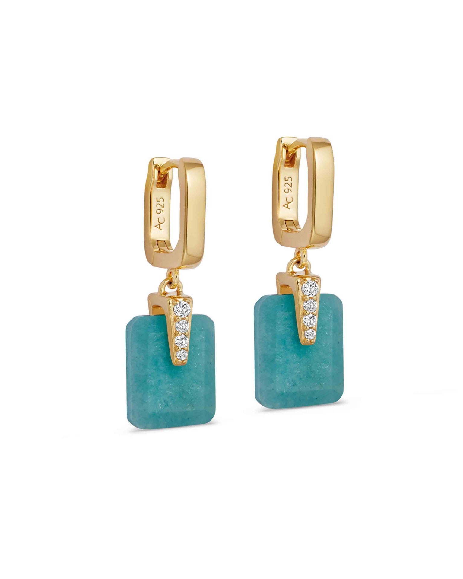 Astley Clarke Gold Deco Amazonite Drop Huggies