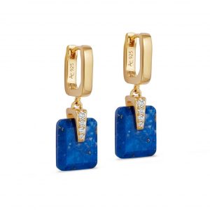 Astley Clarke Gold Deco Lapis Drop Huggies