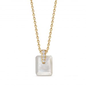 Astley Clarke Gold Deco Mother of Pearl Pendant Necklace