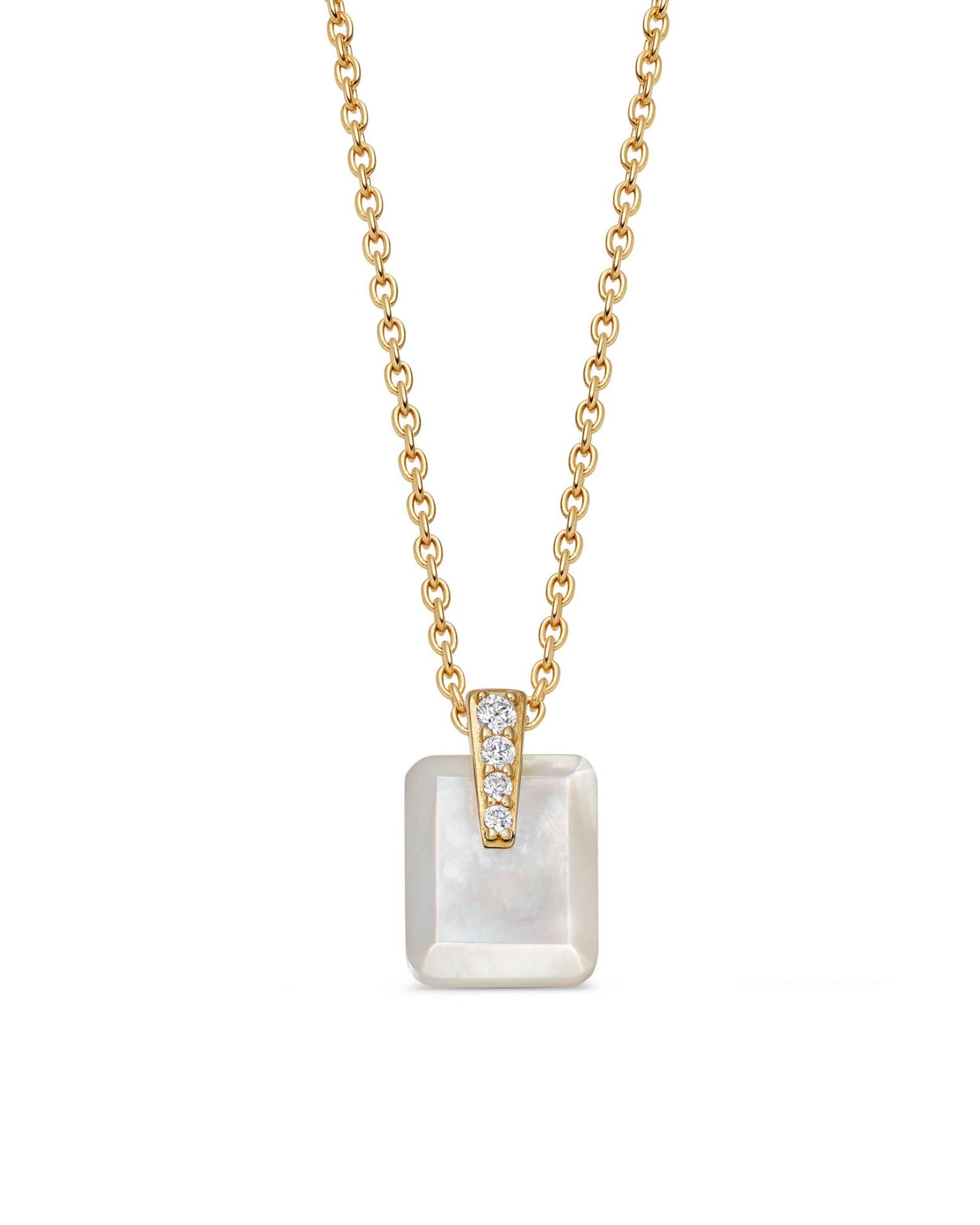 Astley Clarke Gold Deco Mother of Pearl Pendant Necklace