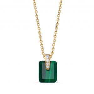 Astley Clarke Gold Deco Malachite Pendant Necklace