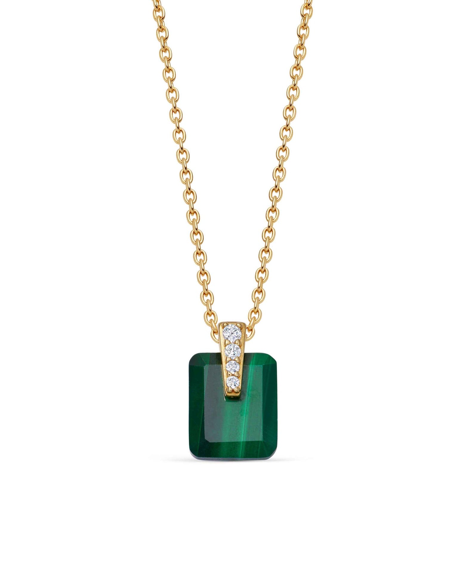 Astley Clarke Gold Deco Malachite Pendant Necklace