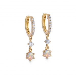 Astley Clarke Solid Gold Interstellar Drop Opal and Lab Grown Diamond Earrings