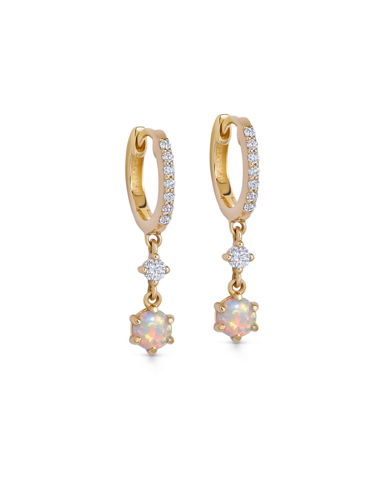 Astley Clarke Solid Gold Interstellar Drop Opal and Lab Grown Diamond Earrings