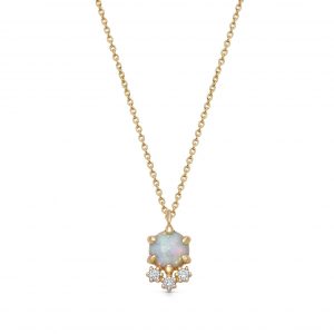 Astley Clarke Solid Gold Interstellar Opal and Lab Grown Diamond Cluster Necklace