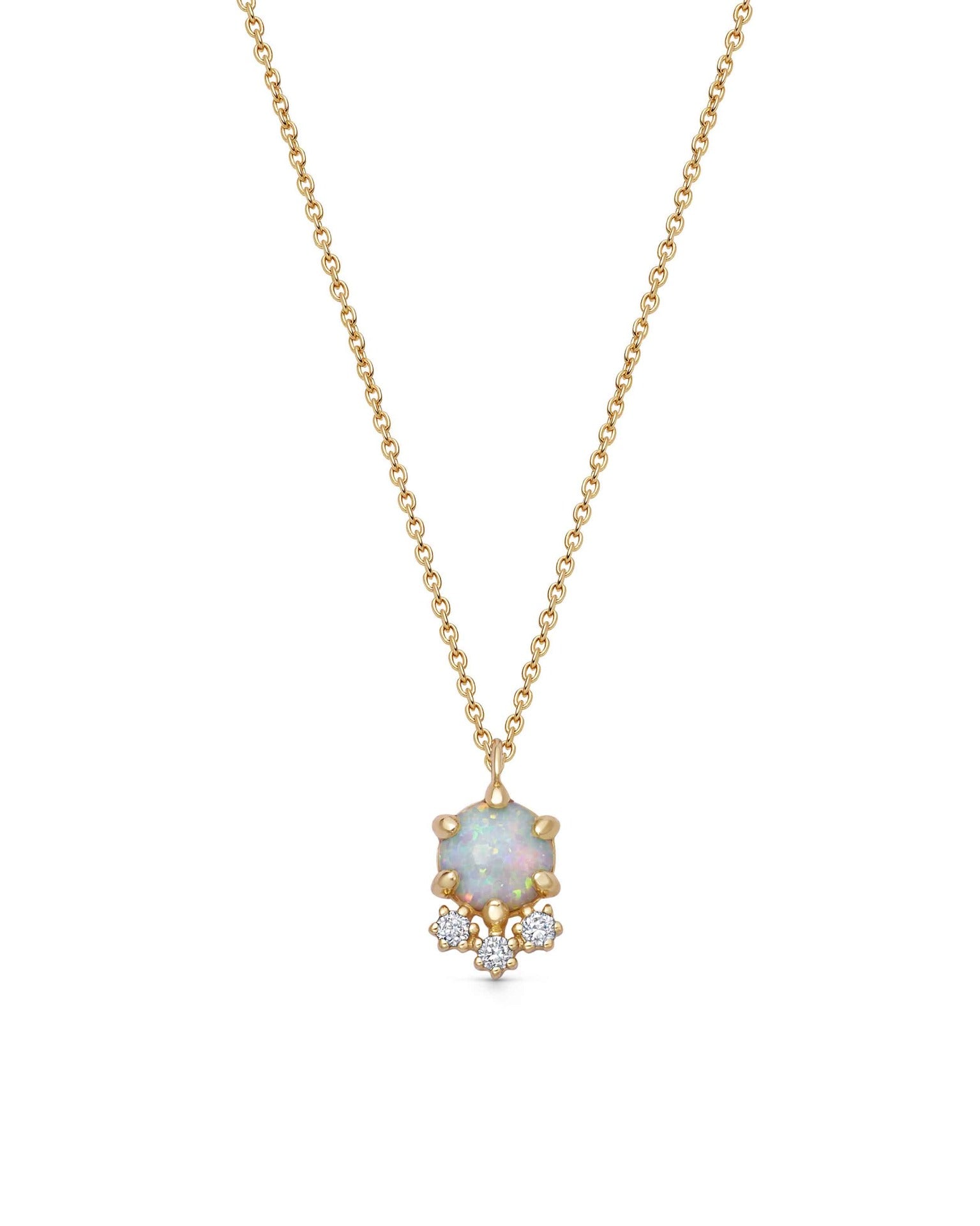 Astley Clarke Solid Gold Interstellar Opal and Lab Grown Diamond Cluster Necklace