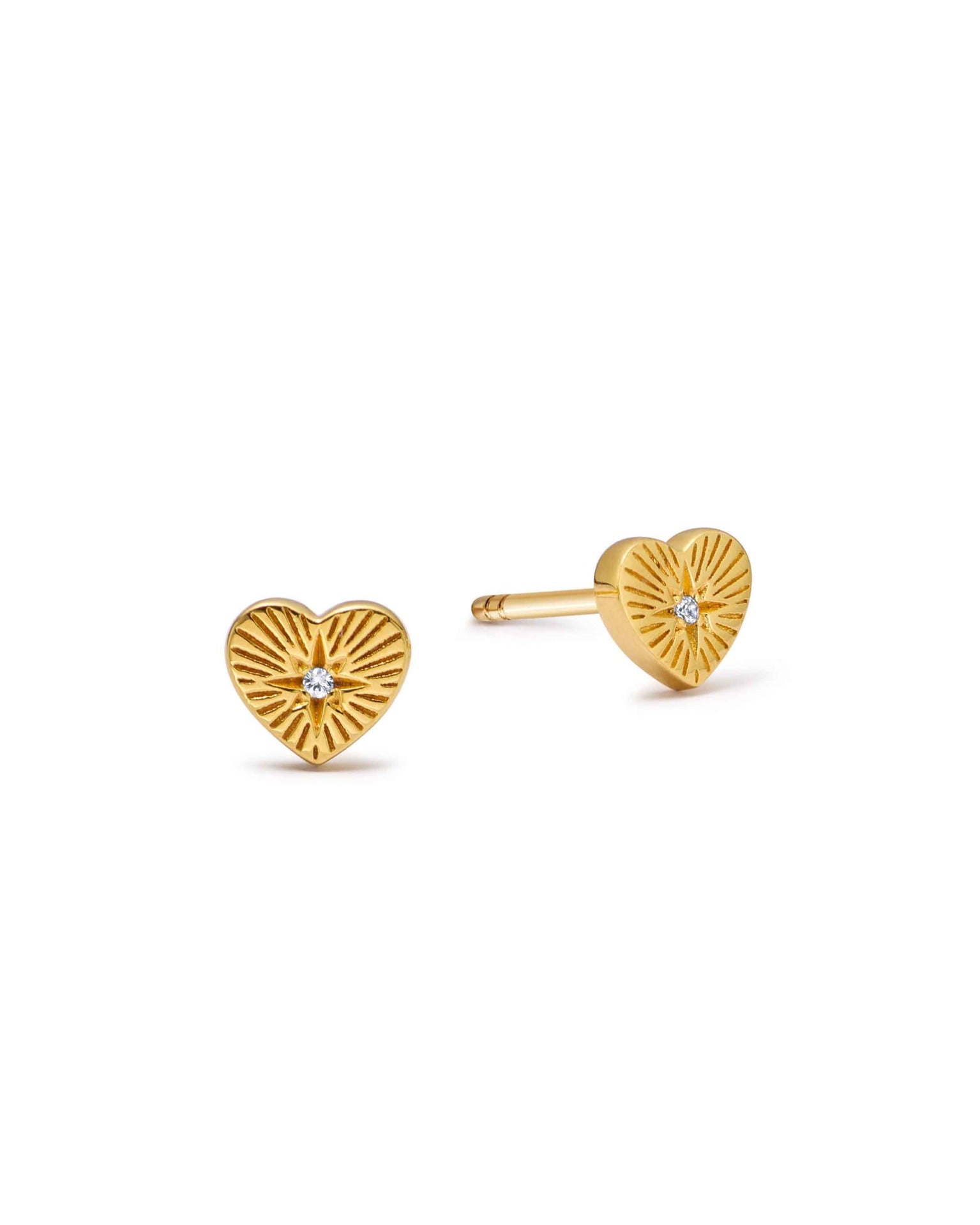 Astley Clarke Gold Biography Heart Stud Earrings