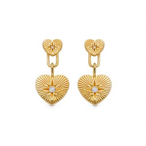 Astley Clarke Gold Biography Double Heart Drop Earrings