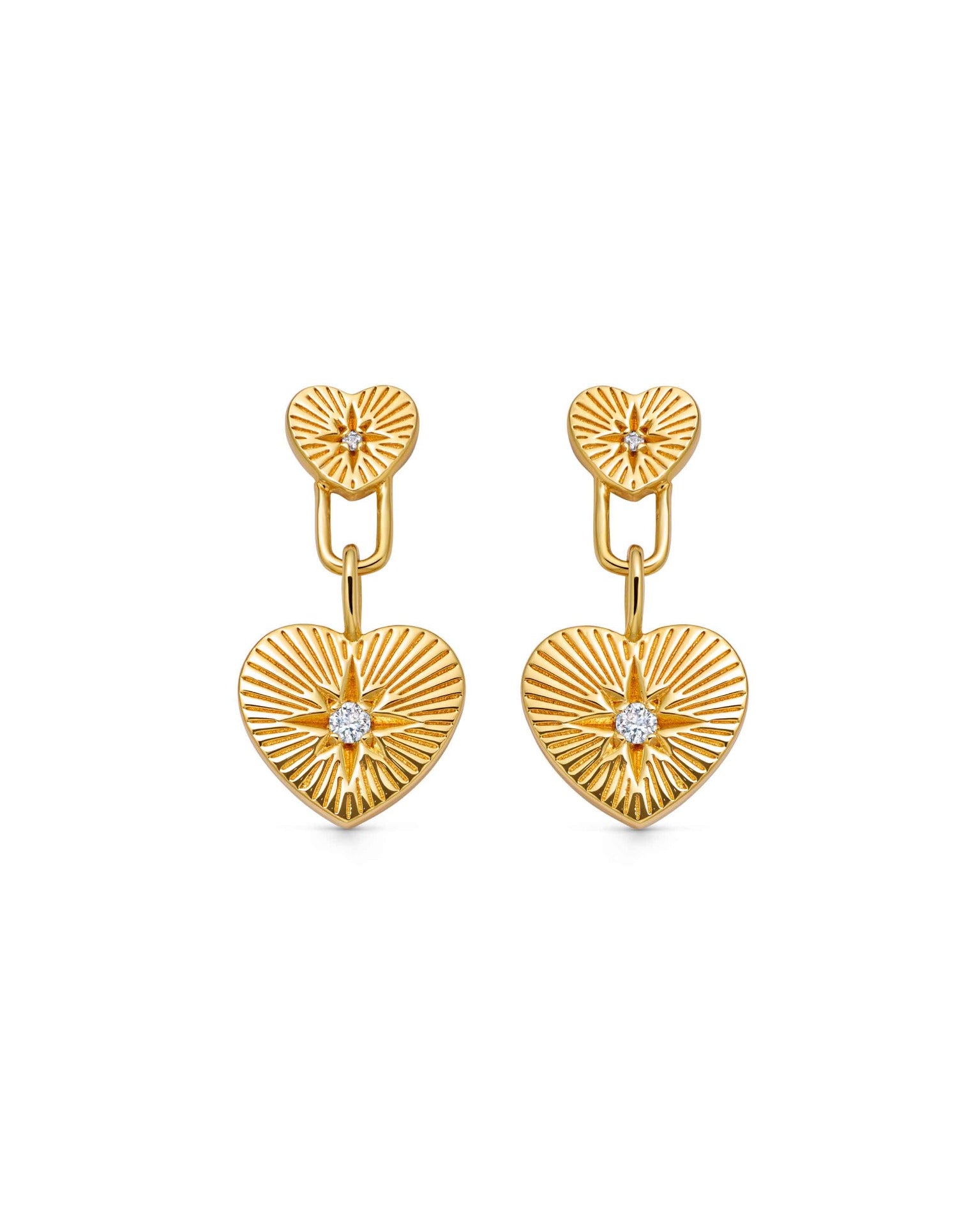 Astley Clarke Gold Biography Double Heart Drop Earrings