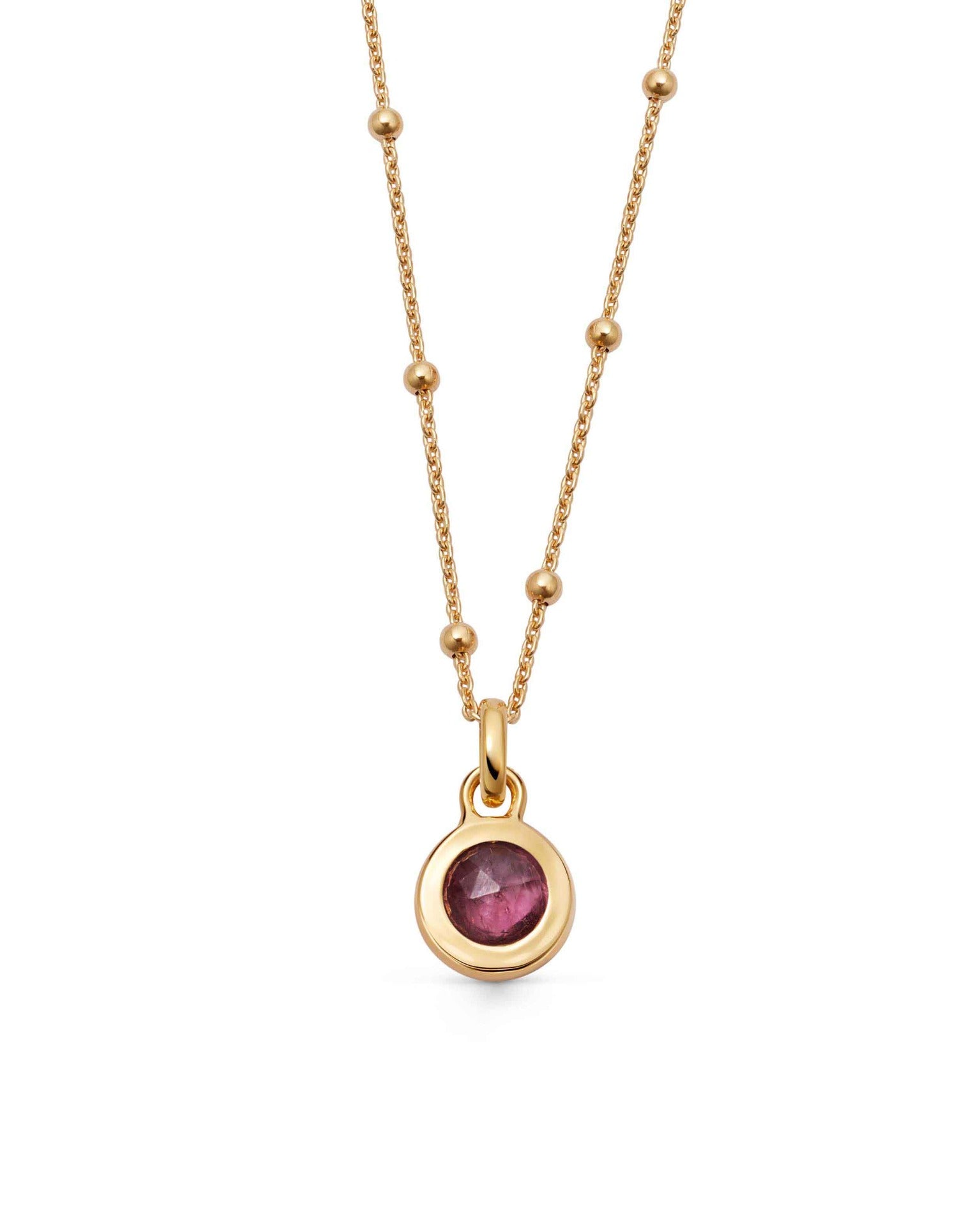 Astley Clarke Gold October Pink Tourmaline Birthstone Pendant Necklace