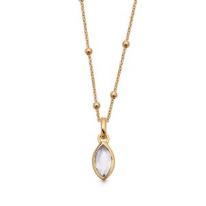 Astley Clarke Gold April White Topaz Birthstone Pendant Necklace