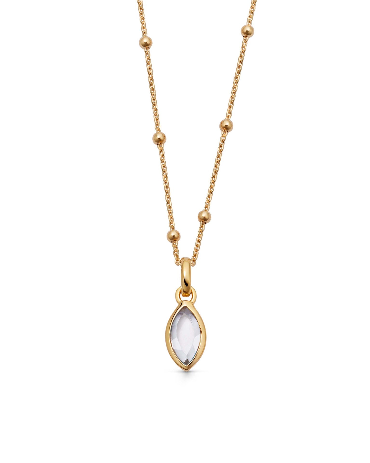 Astley Clarke Gold April White Topaz Birthstone Pendant Necklace