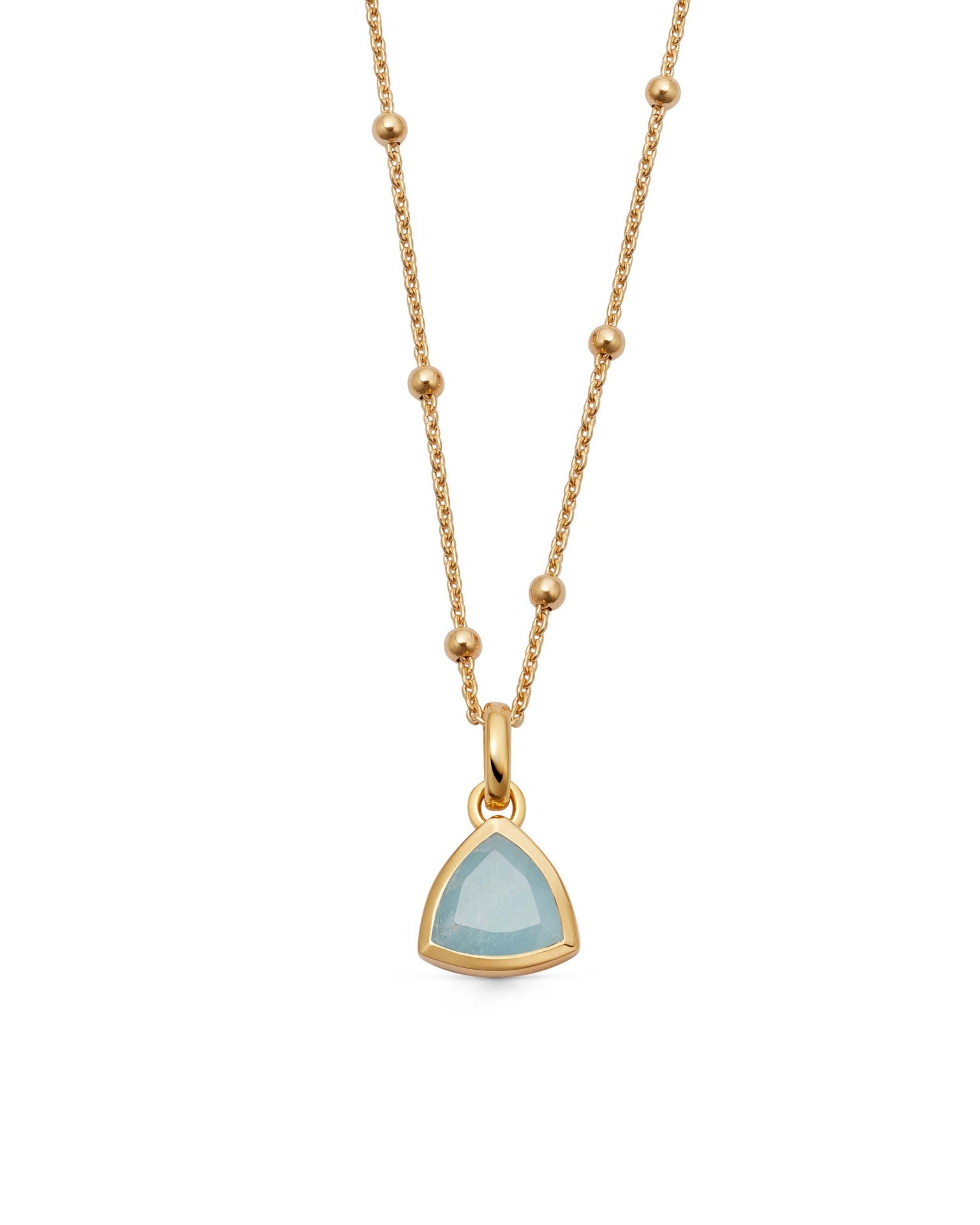 Astley Clarke Gold March Aquamarine Birthstone Pendant Necklace