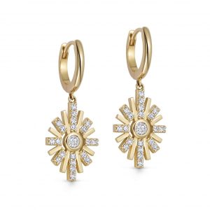 Astley Clarke Solid Gold Atomic Diamond Drop Huggies Earrings