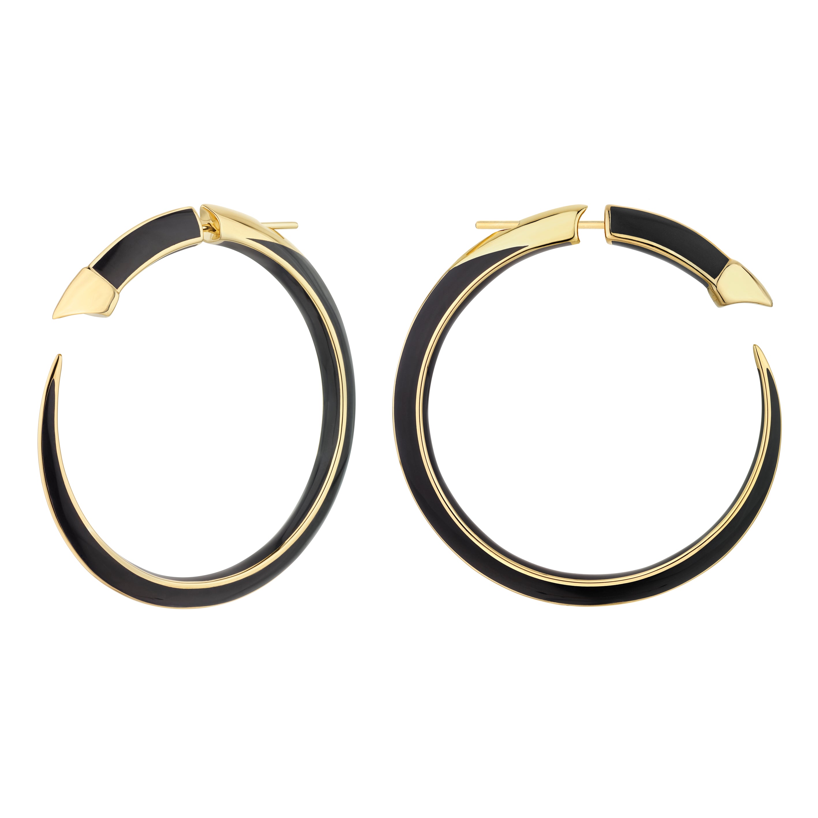 Shaun Leane Sabre Solis Statement Hoop Earrings - Yellow Gold Vermeil & Jet Ceramic