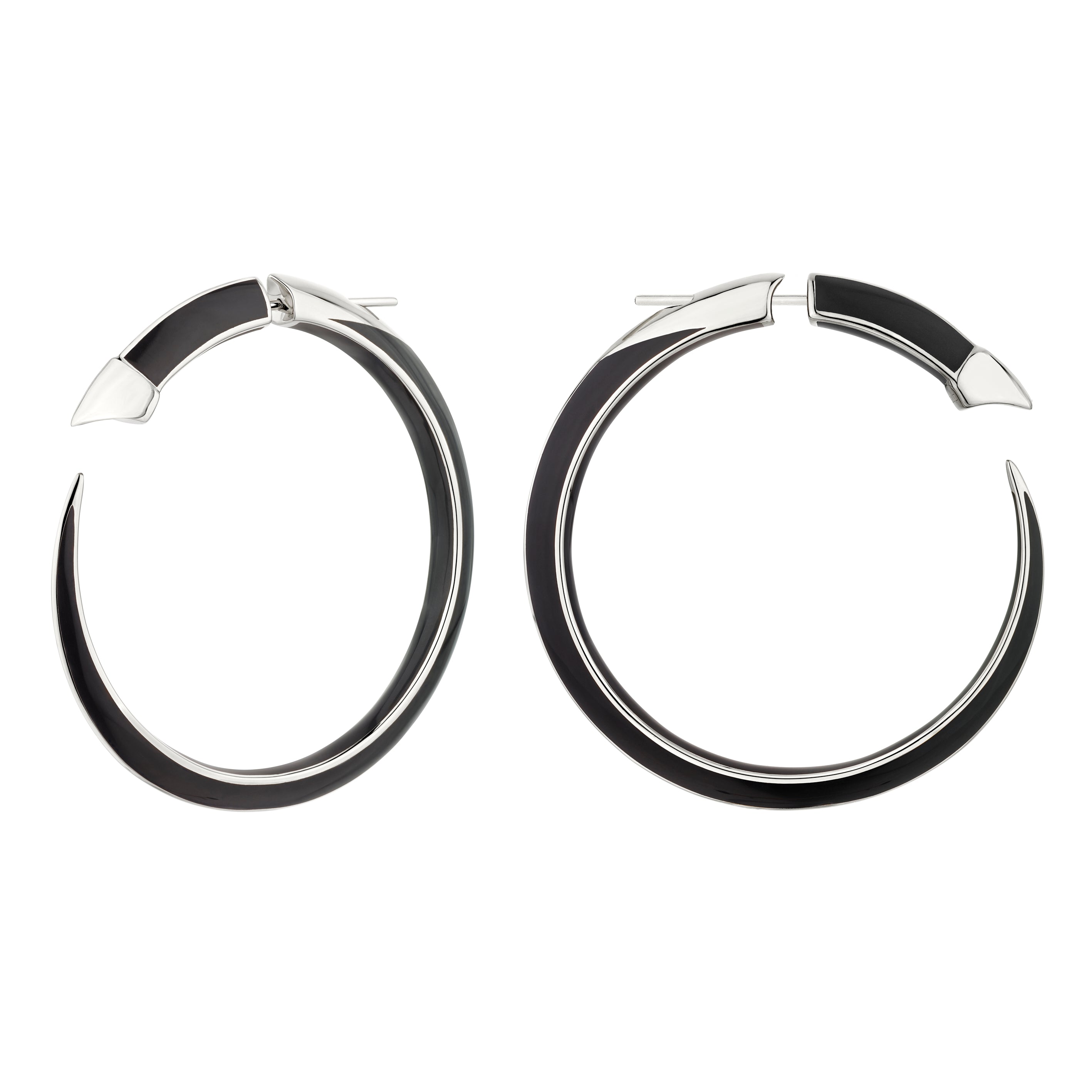 Shaun Leane Sabre Solis Statement Hoop Earrings - Silver & Jet Ceramic
