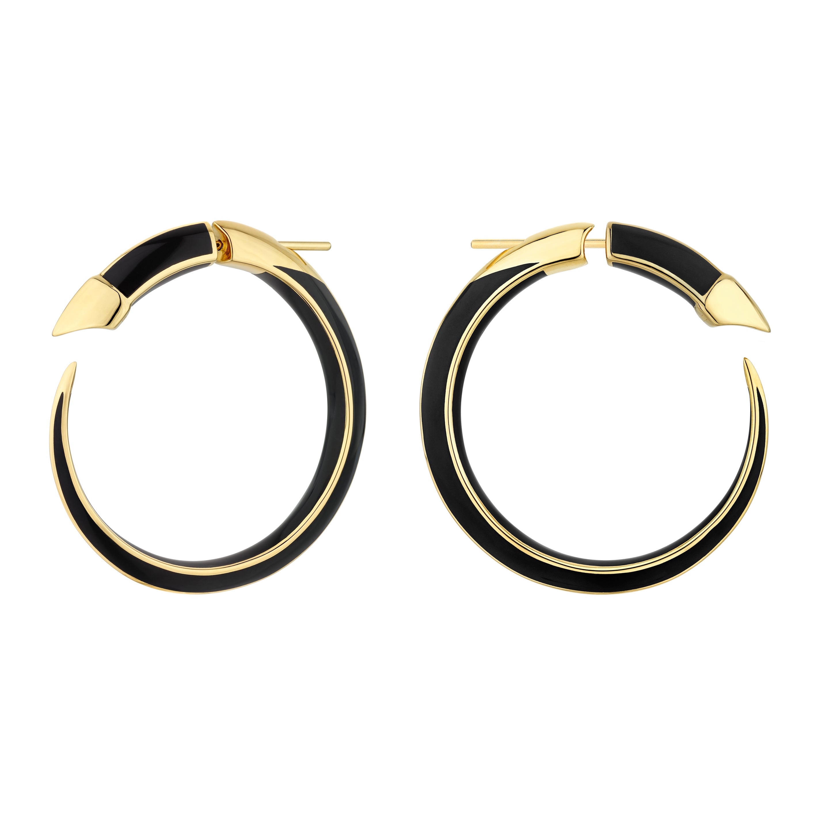 Shaun Leane Sabre Solis Hoop Earrings - Yellow Gold Vermeil & Jet Ceramic