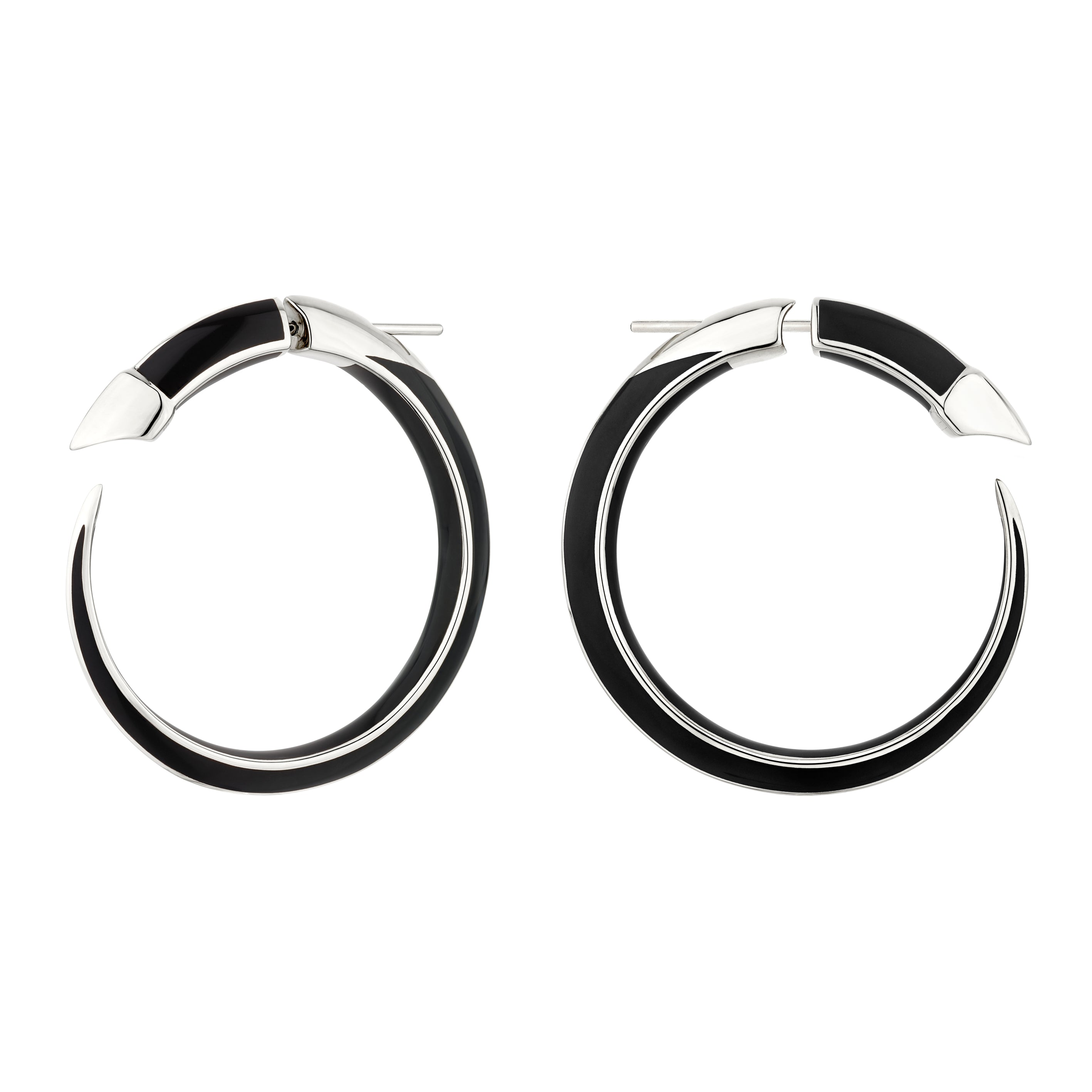 Shaun Leane Sabre Solis Hoop Earrings - Silver & Jet Ceramic